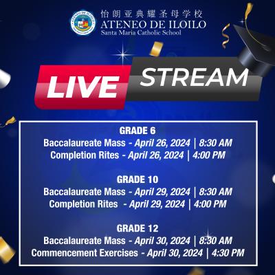 Baccalaureate, Completion Rites & Commencement Exercises Livestream Schedule 2024